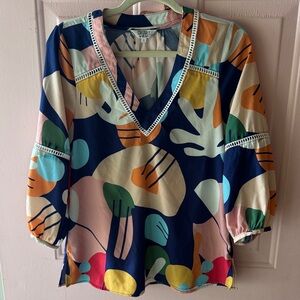 Crosby by Mollie Burch Multicolor Abstract Print Blouse